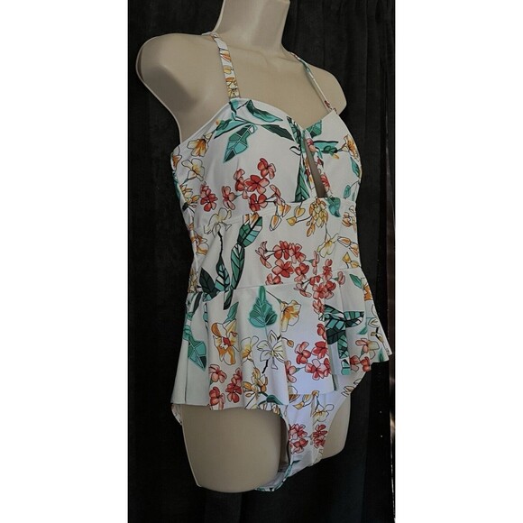 Tropical Floral Print Peplum Multiway One-Piece Swimwear XL Unbranded - Picture 4 of 9